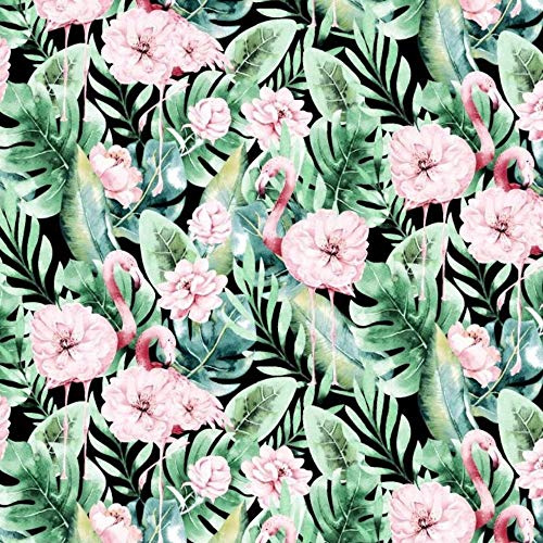 Pingianer 11,99€/m Flamingo 100% Baumwolle Baumwollstoff Kinder Meterware Handwerken Nähen Stoff (Flamingo Blume Tropical, 100x160cm (11,99€/m))