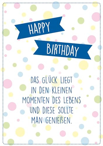 bsb A4 Geburtstagskarte Frau & Mann - Karte Geburtstag mit Punkte-Motiv - liebevolle Karten zum Geburtstag Frau - kunstvolle Geburtstagskarte Mann - Geschenkkarte in 21 x 29,7 cm
