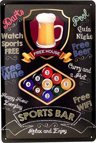 Tin Sign Blechschild 20x30 Pool Billard Sports Bar 9 Ball Deko für Kneipe Pub Party Raum Küche Gastronomie Spielhalle Sport Snooker