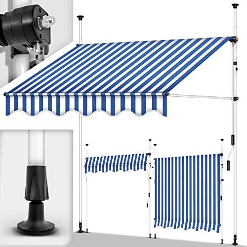 tillvex Tenda da Sole a Bracci con Manovella 300cm | Protezione per Il Balcone, Regolabile, Senza Forare, a Manovella | Tenda resistente per Esterno ai raggi UV e regolabile in Altezza
