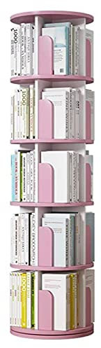 LYLFF 5-Lagen-360 ° Rotierender Bücherregal Von Kindern CD-DVD. Rack/Magazin-Bildanzeige Rack, Home Office Wohnzimmerstudium Lagerung (Color : Pink, Size : 46×46×160cm)