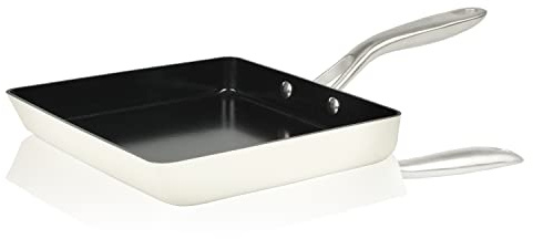 ValenCera TeChef Collection | Ceramic Nonstick Egg Frying Pan, Nontoxic - Nontoxic - Free of PFAS, PFOA, PTFE, Made in Korea (Square Pan)