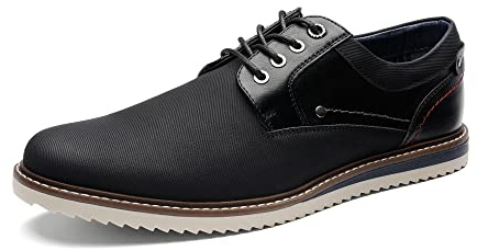 Bruno Marc Herrskor med snörning, affärsskor, fritidsskor, Oxfords Derby, lediga läderskor, svart, 45 EU