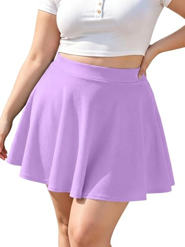 Moon Wood Mini Faldas Mujer Verano Tallas Grandes,Versátil Minifalda Sexy de Cintura Alta Falda Pantalon Elástico Casual Morado 4XL