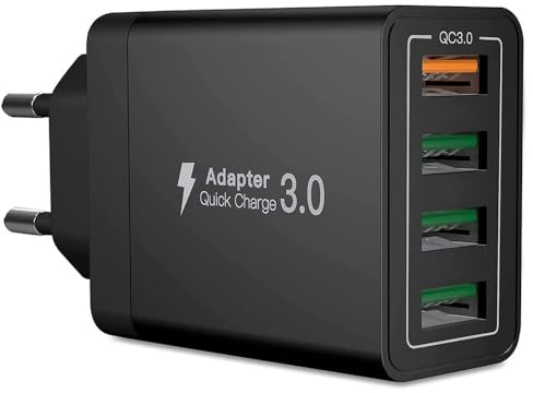 Caricatore USB 4 Porte Caricabatteria da Muro QC 3.0 Carica Rapida Caricabatterie USB Multiplo Alimentatore Presa USB per iPhone Smartphone