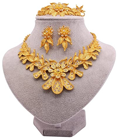 BEDT Dubai Goldschmuck Brautsets Halskette Anhänger Ohrringe Armband Ringe Geschenke Hochzeit Schmuckset Für Frauen