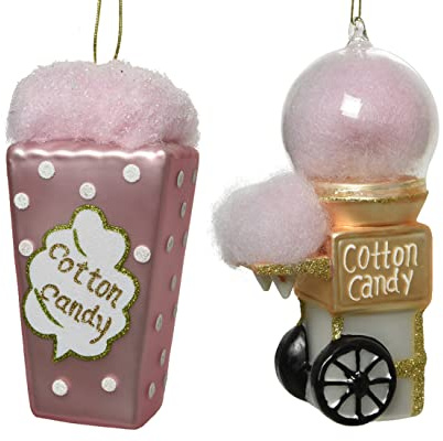 Christbaumschmuck Glas ca. 13cm x 2 Stück Zuckerwatte Zuckerwattemaschine Weihnachtskugeln rosa Gold