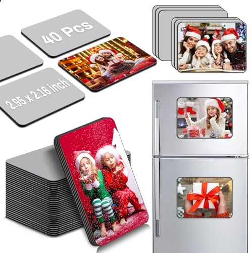 Lucomb 40 Stück Sublimations-Magnete, blanko, 5,5 x 7,5 cm, personalisierte Kühlschrank-Magnete, Rohlinge Sublimation, magnetische Aufkleber, Rohlinge Produkte für DIY Küche, Mikrowelle, Büro, Wand,