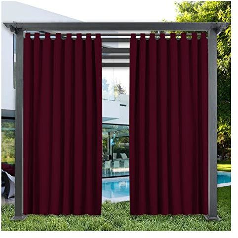 YEVENR Outdoor Vorhang Gartenlauben Balkon Vorhänge Gardinen Verdunkelungsvorhänge mit Schlaufen Vorhang Wasserdicht für Pavillon Strandhaus Outdoorvorhänge Sichtschutz, 2 Panele,500 * 233cm（W*H）
