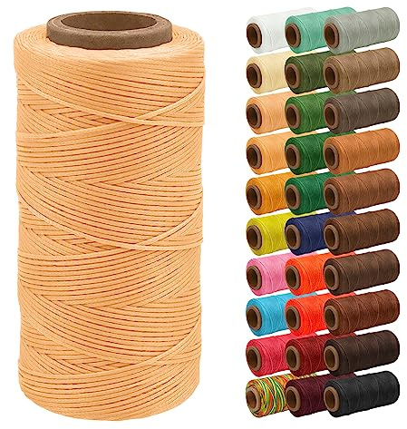 Uiopa Wachsfaden, 1mm x 200m Flacher Ledergarn Gewachst, Leder Nähen Faden Sattlergarn Gewachste für Nähprojekte, Reparatur, Buchbinden, DIY Basteln