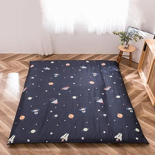 Coprimaterasso Futon con Cerniera,Fodera in Cotone 100% per Materasso Tradizionale Shikibuton Futon,Copertura Protettiva per Tappetino Tatami,Lavabile (Senza Materasso),Planet,Twin/90x200cm