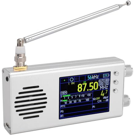 AM FM SSB Kurzwellenradio, Vollband Radioempfänger, Tragbares Kurzwellenradio mit 3,2 Zoll LCD Display, Dual Stereo Lautsprechern, SW CB VHF UHF WX AIR LW MW Empfänger (Silver)