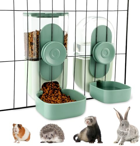 HYLYUN Kaninchenfutter Wasserspender 1L / 35oz Hängende Meerschweinchen Wasserflasche, automatischer Tierfutterspender, Kaninchenkäfig Futternapf für Meerschweinchen Igel Frettchen Kaninchen