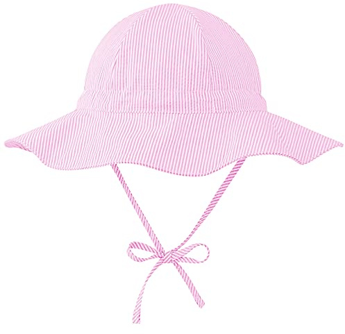 Durio Baumwolle Sonnenhut Baby Hut Kinder Verstellbarer Faltbare UV-Schutz UPF 50+ mit Verstellbarem Bindebändern und Breite Krempe