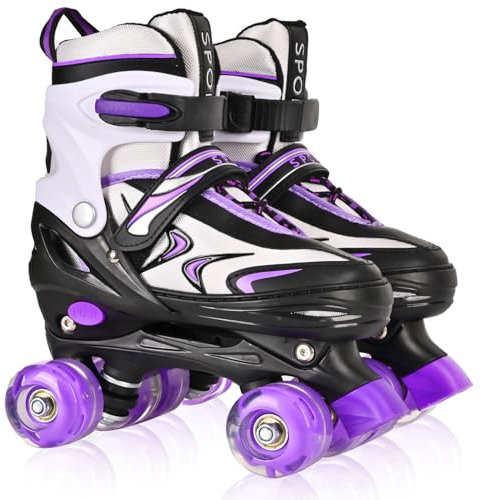 DUZSKJ Verstellbare Einstellbare Kinder Rollschuhe für Jungen Mädchen Anfänger, 4 Größen Rollschuhe für Kleinkind kleine/große Kinder