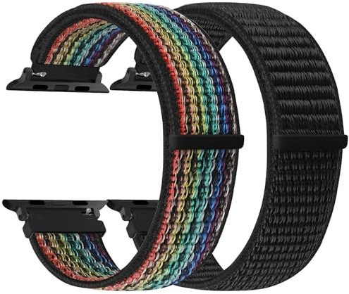enkic Nylon Armband Kompatibel mit Apple Watch Armband 49mm 46mm 45mm 44mm 42mm 41mm 40mm 38mm Damen Herren, 2 Stück Ersatz Sport Uhrenarmband für iWatch Series 11 10 9 8 7 6 5 4 3 2 1 SE Ultra 3/2/1