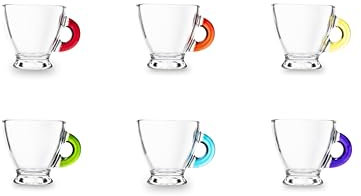 Excelsa Limpido Set 6 Tazzine da Caffè, Vetro, Capacità 95 ml, Multicolore