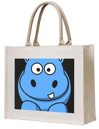 YWSOTRE Nilpferd Tier, Tragetasche Canvas-Tasche Einkaufshandtasche Einkaufstüten, Mehrzweck-Schultertaschen