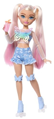 Barbie Dream Besties Doll and Accessories, Barbie Malibu” Posable Roller Skating Fashion Doll with Blonde Hair, 9 Makeup Themed Pieces