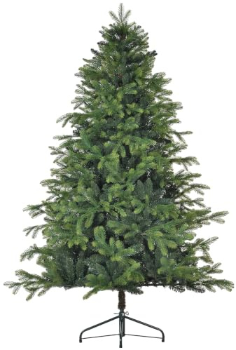 HOMCOM Künstlicher Weihnachtsbaum 183 cm Christbaum 1700 Spitzen Grün | Breit Klappbar Metallständer, für Weihnachten Deko
