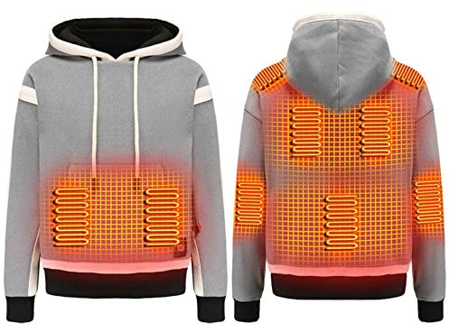 Beheizbare Pullover Herren Damen Beheizbare Hoodie Damen Langarm Baumwolle Beheizte Kapuzenpullover USB Elektrisch Beheizbare Sweatershirt mit Kapuze Erwachsene Bluse Tops Mantel mit Heizung S