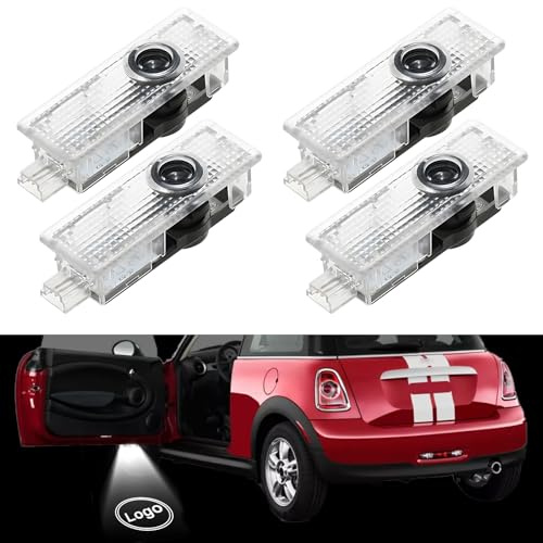 4Pcs Car Door Light Logo Projector Welcome Light Compatible with Mini Cooper R55 R56 R57 R58 R59 R60 R61 F54 F55 F56 F57