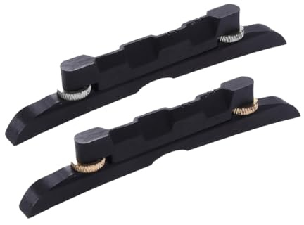 Vaguelly Mandolin and Enhanced Tone Transmission Two Footed Base Ebony Adjustable Bridge for Height Adjustment Vintage 1920's Traditional Design Random Random Color Suitable for Arched-top Mandolins