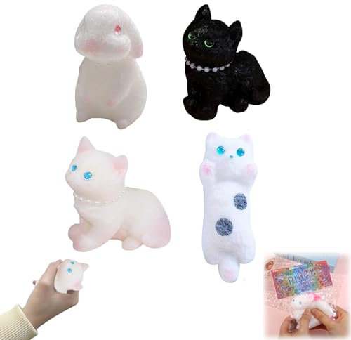 Squishy Toy Katze Set, 4 Stück Anti Stress Squishy Katze Spielzeug, Fufu Squishy Cat, Taba Squishy, Klebrige Katzen Squishies Toy, Squeeze Spielzeug Tiere für Kinder Erwachsen Geschenk (A)