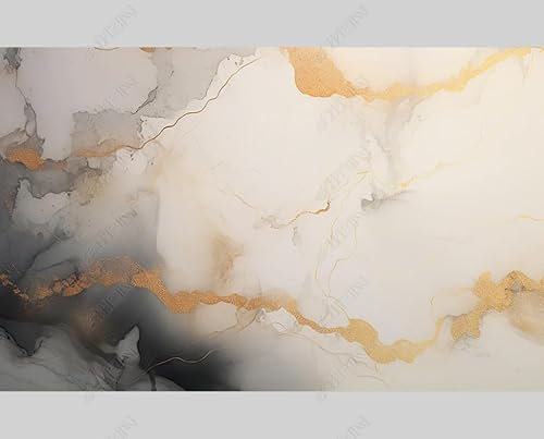 MZOwallpaper Papier Peint Intissé Graffiti En Marbre Doré Poster Tableaux Muraux Tapisserie Photo Trompe L'Oeil Salon Chambre Art Mural 300Cm(L) X210Cm(H)