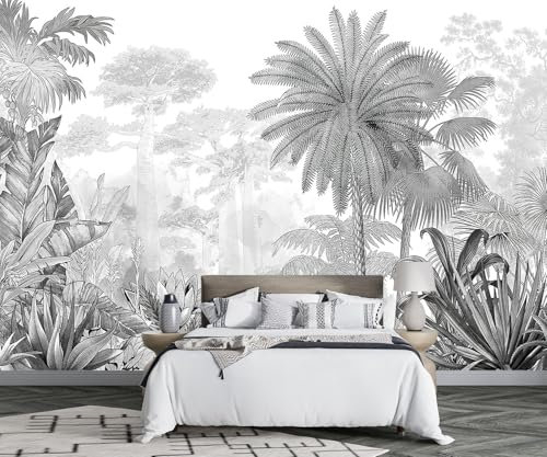 songqians Papier Peint Panoramique Forêt Jungle noir et blanc Papier Peint 3D Tapisserie Murale Décoration Chambre Salon -N004-330cmx245cm