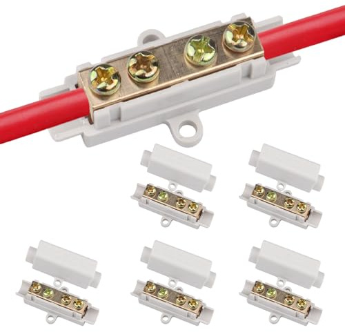 PHMING 5 Piezas Conectores de Cable,Tornillo Doble Latón Bornes de Conexion | Gris Bloque de Terminales de Conexión, Kit de Bloque de Terminales, para Rango de Cableado de 2,5 a 16 mm²