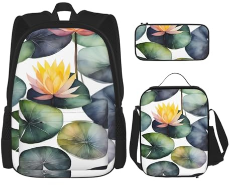 OXKGHHO Juego de mochila de trabajo con estampado de lirios negros con lonchera aislada, correas ajustables, para gimnasio y uso diario, Negro -, Talla única