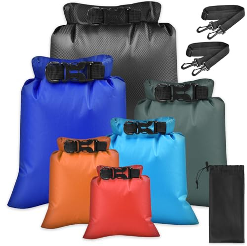 6Pcs 1,5/2,5/3/3,5/5/8L Dry Bag, Wasserdichte Tasche Set, Lightweight Trockenbeutel, Ultraleicht Aufbewahrungsbeutel, Waterproof Packsack, Mehrfarbig Wetbag für Wassersport, Wandern, Camping,Schwimmen