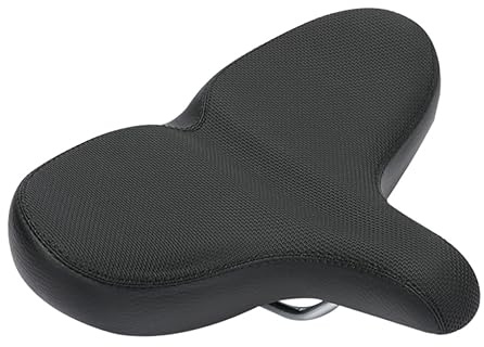 Verbreiterter Fahrradsattel Schwarz mit Stoßdämpfung | Pu Leder, Polyurethanschaum, Pp Kunststoff und Edelstahl, für Bike Sattelstütze, Outdoor Touren