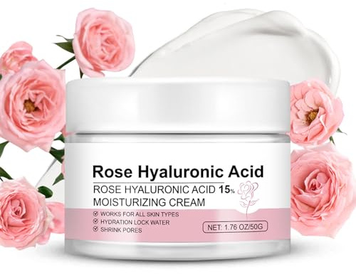 Hyaluronic Acid Cream,Moisturizing and Firming Cream with Rose,Anti-Aging Wrinkle Cream for Women | Visibly Firm& Tighten Sagging Skin,Nourishes & Soothes Skin | Suitable for All Type Skin 1.76 Oz