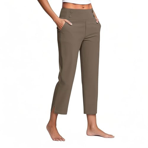 Huoghebg Yoga Hose Damen Sale Clearance, 7 8 Hosen Damen Sommer Leggins 7/8 Lange Yogahose Freizeithose Sportleggins High Waist Leichte Sommerhose Bauchkontrolle Workout Arbeitshose mit Seitentaschen