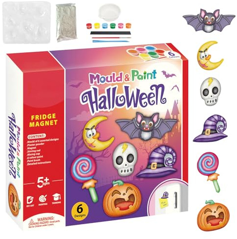 Figuras de Yeso para Pintar Halloween,Pintar Manualidades de Halloween | Molde de calabaza sin pintar | Juego de figuras de calabazas y murciélagos para aula para niños, juego de pintura para manualid