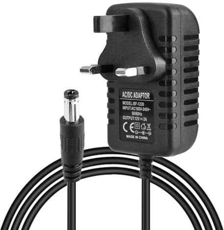 12V 2A Power Supply UK 1M Cord Universal 12V AC to DC Adapter 100-240V 50/60hz Transformer with 5.5mm x 2.5mm Jack for Led Strips Lights CCTV Camera Video Audio(Factory-Fitted UK BS 1363 3-Pin Plug)