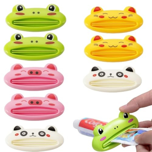 COYUN 8 Pcs Presse Tube Dentifrice, Presse-Tube Pratique Distributeur De Dentifrice Presse-Agrumes Pince Tube Dentifrice Couleur Pince Presse à Dentifrice Plastique Pince Tube Dentifrice (4 Couleurs)