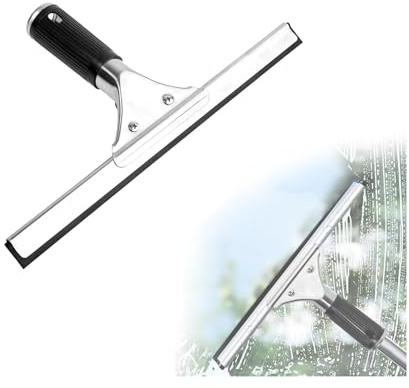 25cm Professional Window Squeegee, Stainless Steel Window Wiper with Rubber Blade and Comfort Grip, Streak-Free Glass Cleaning Tool for Windows, Shower Doors, Bathroom Mirrors, Tiles