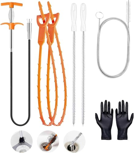Set di 6 fermacavi per tubazioni, furetto per sbocchi professionali per lavello, kit di fissaggio per doccia, pinze per artigli flessibili per lavorare in spazi ristretti