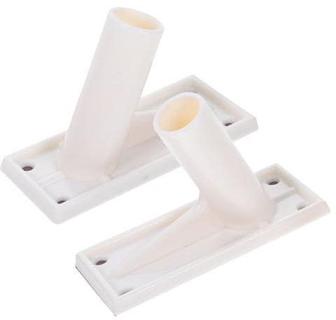 UKCOCO Support Drapeau Mural en Plastique Beige Auto-adhésif Lot de 2 Résistant aux Intempéries, pour Mât de Drapeau Extérieur à Porche ou Toit