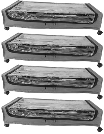 Rollando Sotto il Contenitore del Letto, Cassetto 'abbigliamento Sotto il Letto di Biancheria da Letto a Letto Matrimoniale (4PCS)