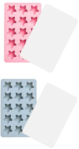 Eiswürfelformen, 2 Stück, 15 Mulden, sternförmige Silikon-Eisformen, antihaftbeschichtet, Eiswürfelform für Schokolade, Seife, Gelee, 2 Farben