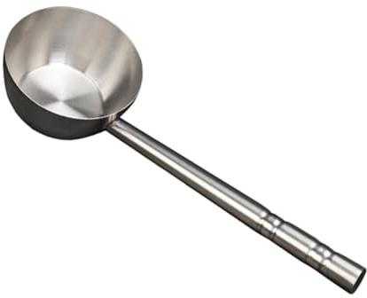 Gatuida Cuillère de Cuisine Acier Inoxydable Louche à Fond Plat Polyvalente Manche Long Cuillère à Eau et Soupe Pratique pour Maison et Restauration