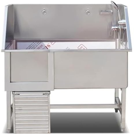CYEZHKIIJ Foldable Dog Bathtub,Pet Washing Station, Pool,Professional Stainless Steel Grooming Bath Tub, Sliding Door