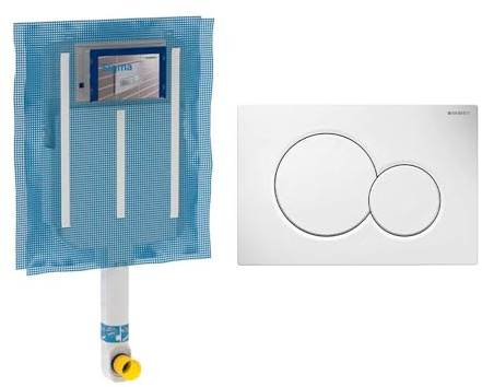 Cassetta Scarico WC Incasso Geberit Per Muratura (WC A Pavimento) - Doppio Scarico Regolabile (6/3 L) - INCLUSA Placca Di Comando Doppio Tasto Bianco