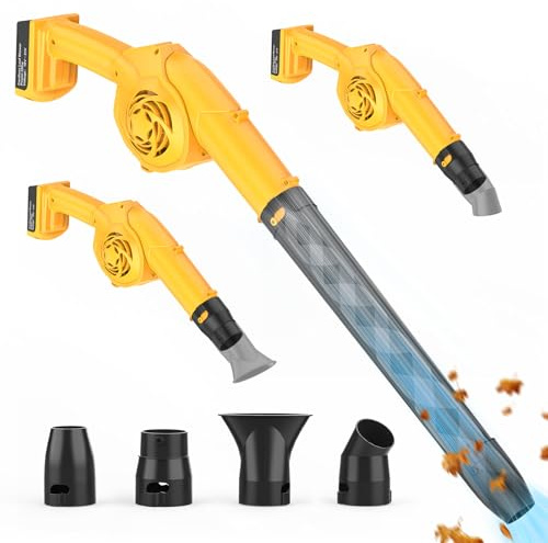 Leaf Blower Cordless for DeWalt 20v Max Battery Powered (No Battery) with 4 Nozzle,250 MPH Electric Blower with 3 Speed Mode, Mini Leaf Blower for Lawn Care, Patio, Yard, Dust & Snow Blowing (Yellow)