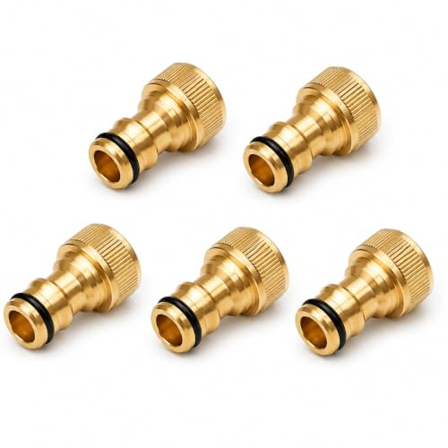 5SETS Raccords Rapides En Laiton, 3/4, Connecteur Robinet En L-aiton A Filetage Male Pour Tuyau D Arrosage, Raccord Rapide En L-aiton Universel Pour Cuisine Jardin Nettoyage