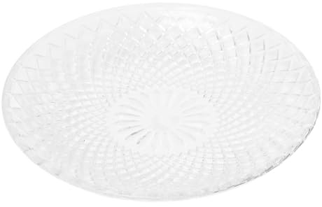 Carousel Home Medium Round Vintage Style Glass Decorative Tray, 20cm Diamond Cut Glass Plate Vanity Tray Candle Display Centrepiece
